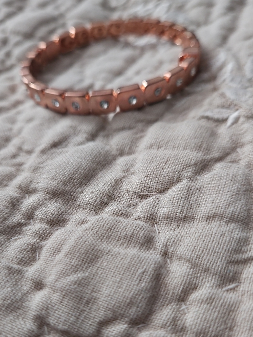 Sparkling Rose Gold Colored Link Bracelet with Crystal Accents